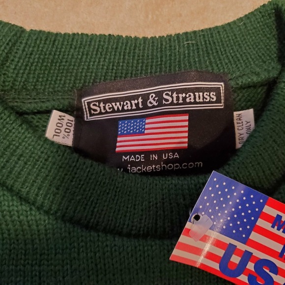 Stuart & Strauss USA Made Green Wool Sweater "M" NEW W TAG - Picture 4 of 9